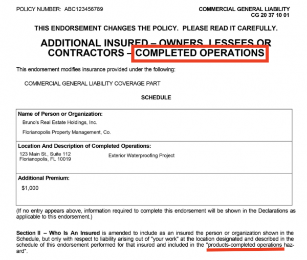 Additional Insured - completed operations - Jones Insurance Guide