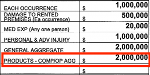 General liability limits - products competed operations hazard - Jones Insurance Guide