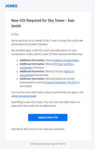 Example of a gap notification email