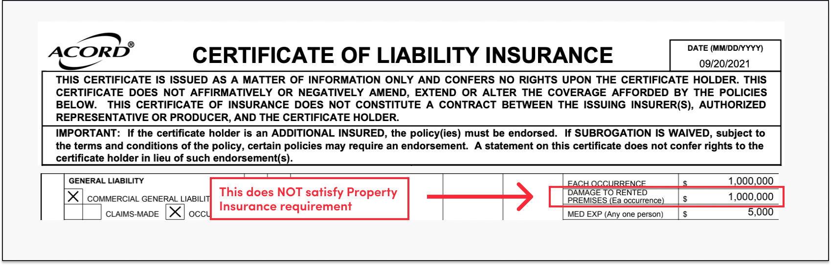 Property component of the general liability - Jones