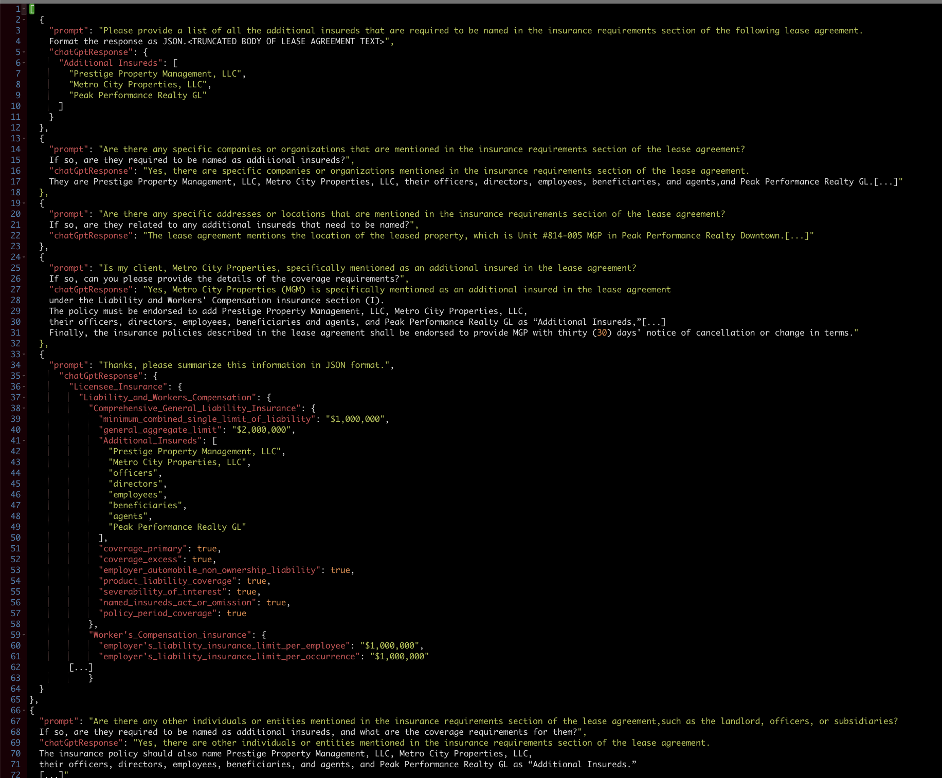 Example of JSON file output