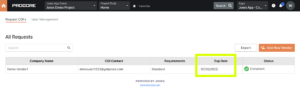 Subcontractor Certificate Of Insurance expiration date in Procore