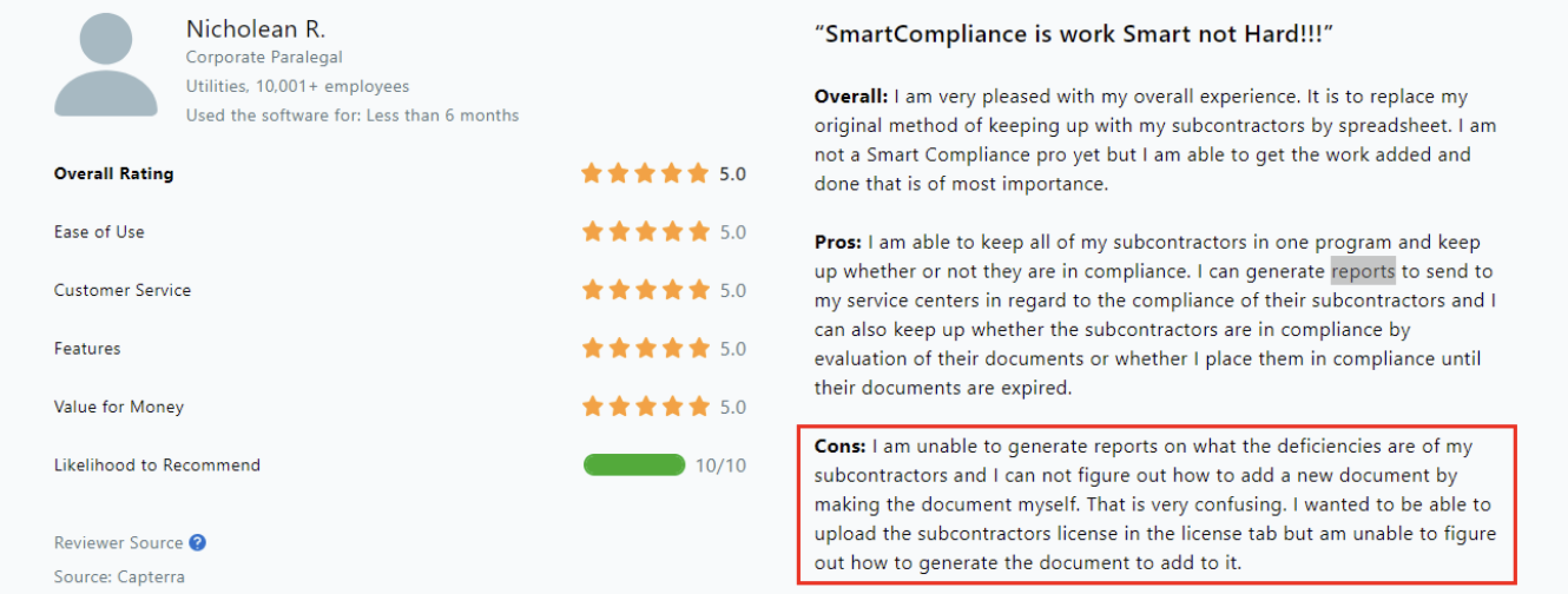 capterra review smart compliance 2