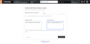 Creating a new Project in Procore