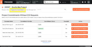 Commitment-triggered COI Requests in Procore