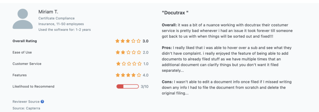 docutrax third-party insurance tracking and verification software review