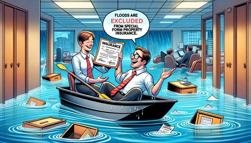Two brokers in a flooded office
