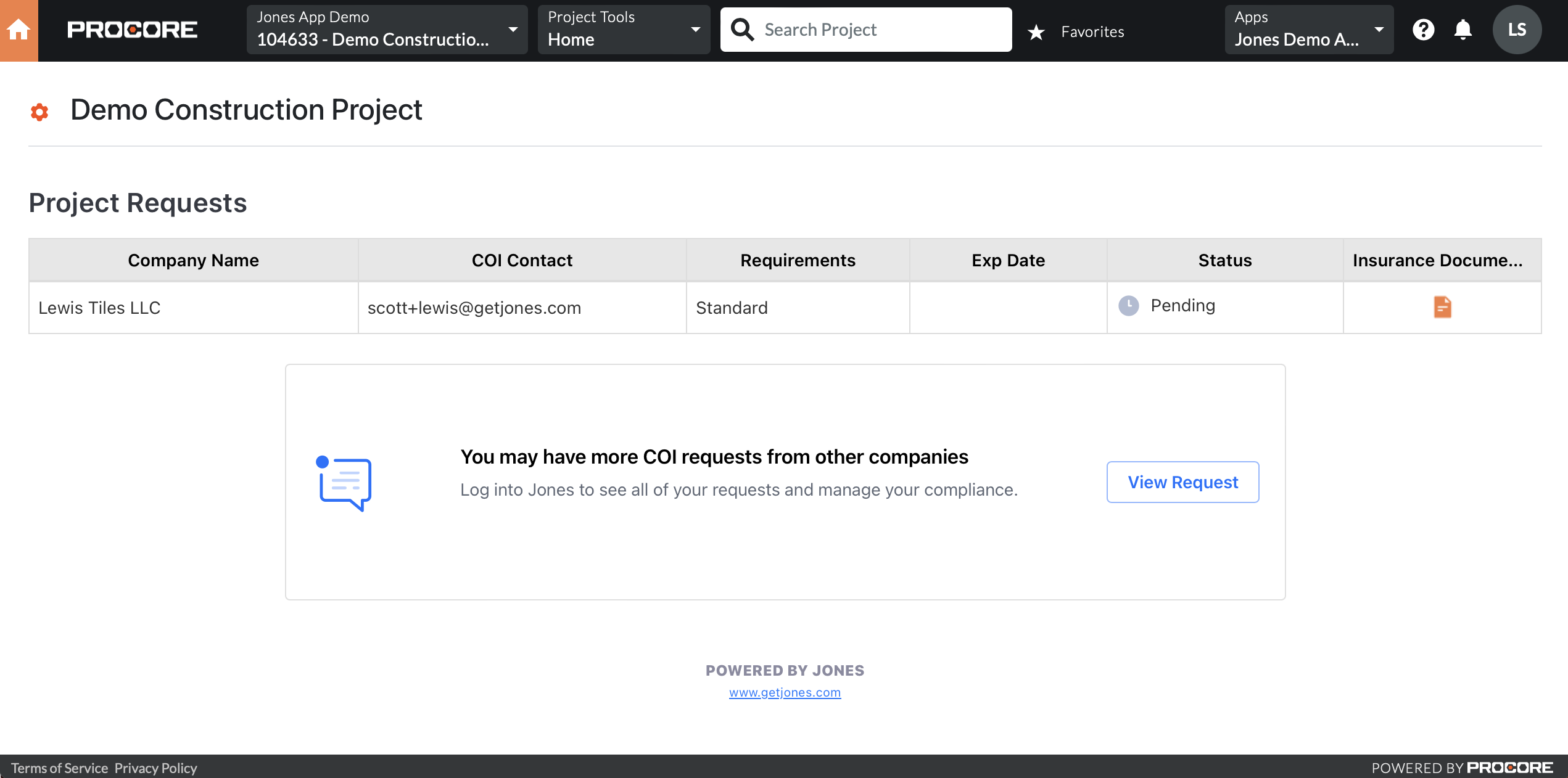 Accessing the Record Hub in the Jones Procore Integration