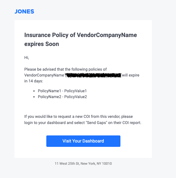 Policy is about to expire Jones email