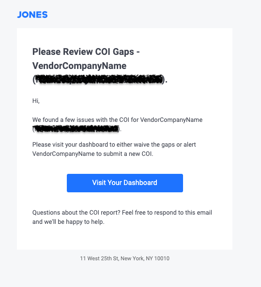 COI is not compliant Jones email