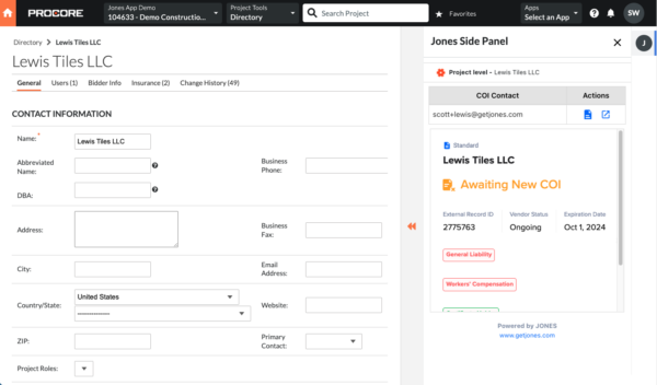 Procore Side Panel App