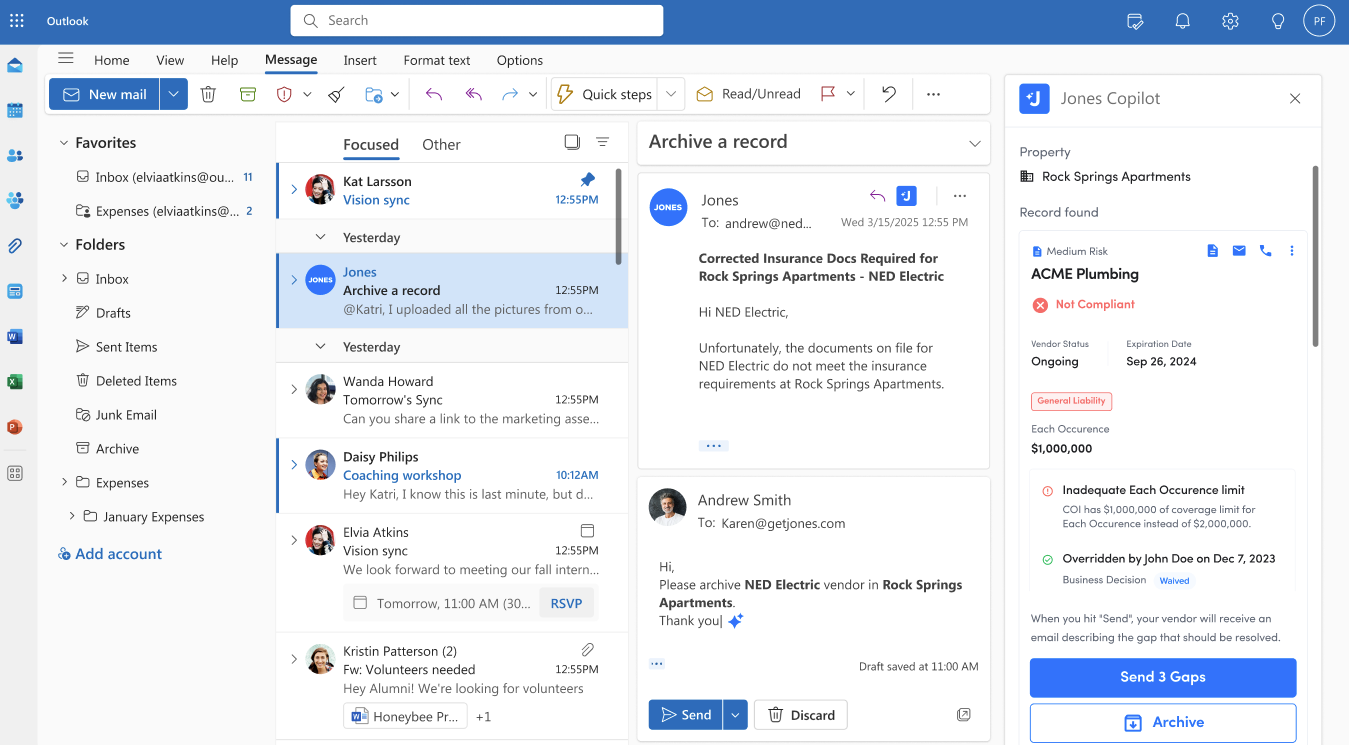 Managing COIs in Microsoft Outlook Copilot