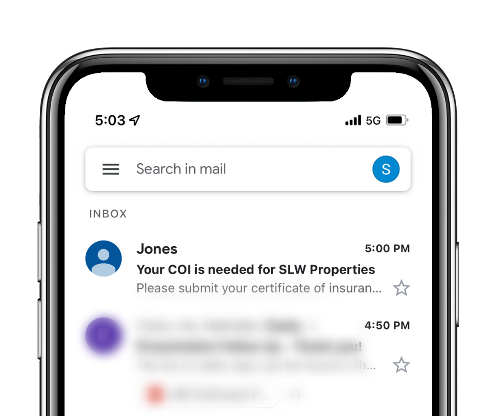 COI request email example